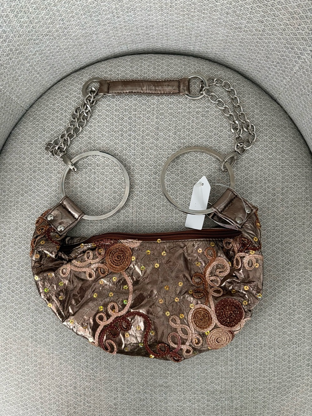 Spicy Embellished Metallic Brown Evening Bag NWT